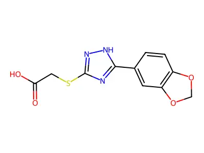 Acetic acid, ((5-(1,3-benzodioxol-5-yl)-1H-1,2,4-triazol-3-yl)thio)- structure