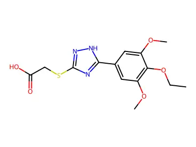 Acetic acid, (15-(4-ethoxy-3,5-dimethoxyphenyl)1H-1,2,4-triazol-3-yl)thio)- structure