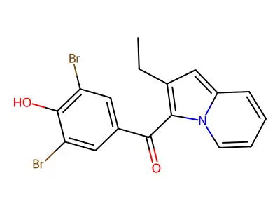 Methanone, (3,5-dibromo-4-hydroxyphenyl)(2-ethyl-3-indolizinyl)- structure