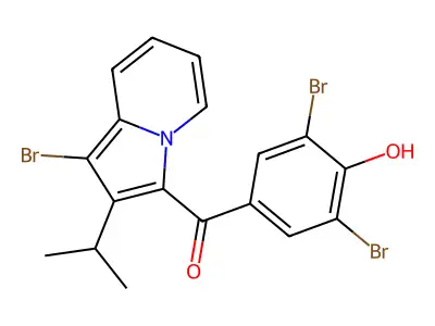 1-Bromo-2-isopropyl-3-(3,5-dibromo-4-hydroxybenzoyl)indolizine structure