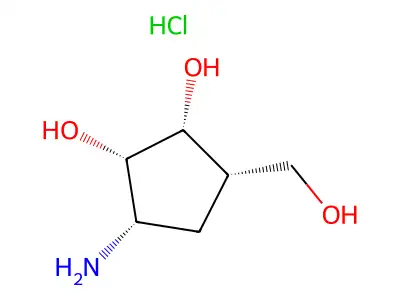 (1R,2S,3R,5R)-3-amino-5-(hydroxymethyl)cyclopentane-1,2-diol Hydrochloride structure
