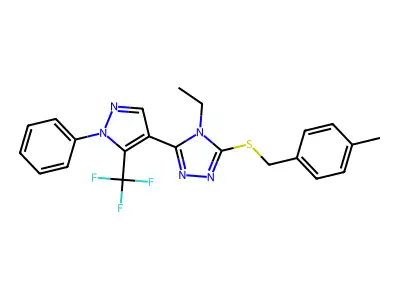 4-ethyl-3-[(4-methylbenzyl)sulfanyl]-5-[1-phenyl-5-(trifluoromethyl)-1H-pyrazol-4-yl]-4H-1,2,4-triazole structure