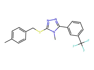 4-methyl-3-[(4-methylphenyl)methylsulfanyl]-5-[3-(trifluoromethyl)phenyl]-1,2,4-triazole structure