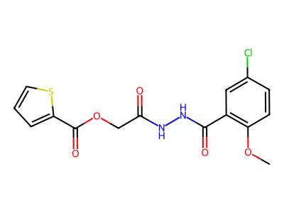 [2-[2-(5-Chloro-2-methoxybenzoyl)hydrazinyl]-2-oxoethyl] thiophene-2-carboxylate structure