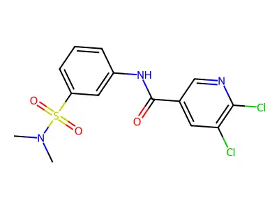5,6-dichloro-N-[3-(dimethylsulfamoyl)phenyl]pyridine-3-carboxamide structure