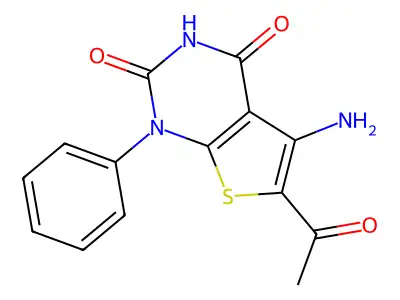 6-Acetyl-5-amino-1-phenylthieno[2,3-d]pyrimidine-2,4-dione structure