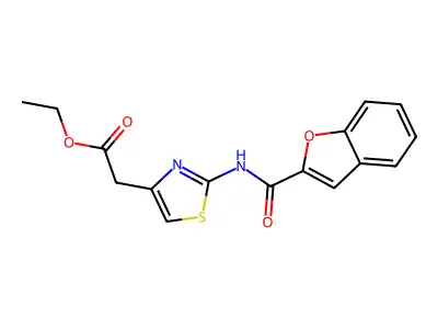 Ethyl 2-(2-(benzofuran-2-carboxamido)thiazol-4-yl)acetate structure