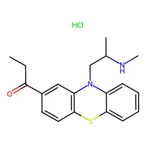1-Propanone, 1-(10-(2-(methylamino)propyl)-10H-phenothiazin-2-yl)-, monohydrochloride structure