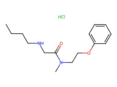 Acetamide, 2-(butylamino)-N-methyl-N-(2-phenoxyethyl)-, hydrochloride structure