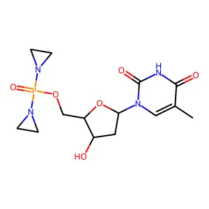 1-[5-[bis(aziridin-1-yl)phosphoryloxymethyl]-4-hydroxyoxolan-2-yl]-5-methylpyrimidine-2,4-dione structure