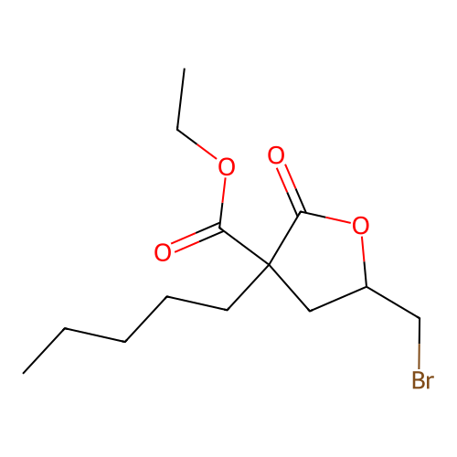 Ethyl 5-(bromomethyl)-2-oxo-3-pentyltetrahydrofuran-3-carboxylate structure