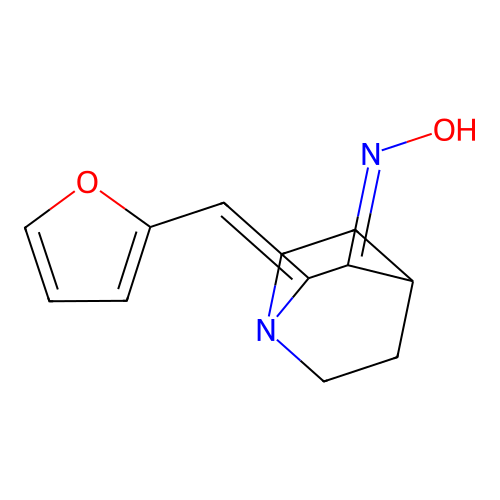 2-(2-Furylmethylene)quinuclidin-3-one oxime structure