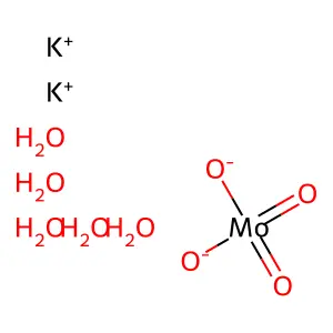 Molybdic acid, dipotassium salt, pentahydrate structure