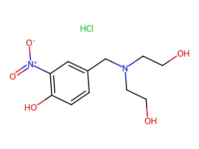 Phenol, 4-((bis(2-hydroxyethyl)amino)methyl)-2-nitro-, hydrochloride structure