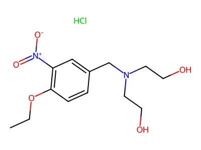 Ethanol, 2,2'-((4-ethoxy-3-nitrobenzyl)imino)di-, hydrochloride structure
