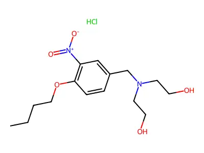 Ethanol, 2,2'-((4-butoxy-3-nitrobenzyl)imino)di-, hydrochloride structure