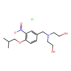 Ethanol, 2,2'-((4-isobutoxy-3-nitrobenzyl)imino)di-, hydrochloride structure