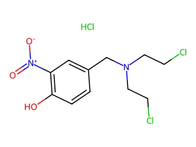 Phenol, 4-((bis(2-chloroethyl)amino)methyl)-2-nitro-, hydrochloride structure