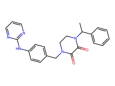 2,3-Piperazinedione, 1-(1-phenylethyl)-4-((4-(2-pyrimidinylamino)phenyl)methyl)- structure