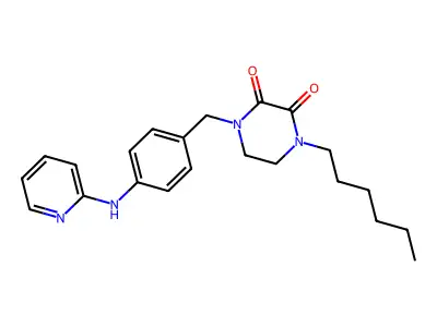 2,3-Piperazinedione, 1-hexyl-4-((4-(2-pyridinylamino)phenyl)methyl)- structure