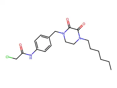 Acetamide, 2-chloro-N-(4-((4-hexyl-2,3-dioxo-1-piperazinyl)methyl)phenyl)- structure