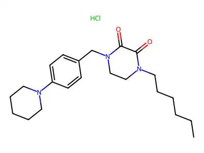 2,3-Piperazinedione, 1-hexyl-4-(p-piperidinobenzyl)- structure