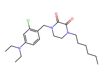 2,3-Piperazinedione, 1-(2-chloro-4-(diethylamino)benzyl)-4-hexyl- structure