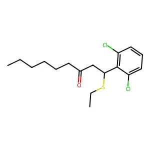 1-(2,6-Dichlorophenyl)-1-(ethylsulfanyl)nonan-3-one structure