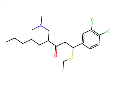 1-(3,4-Dichlorophenyl)-4-[(dimethylamino)methyl]-1-(ethylsulfanyl)nonan-3-one structure