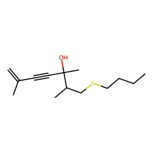 6-Hepten-4-yn-3-ol, 1-(butylthio)-2,3,6-trimethyl- structure