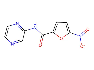 2-Furancarboxamide, 5-nitro-N-pyrazinyl- structure