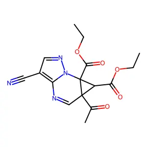 5a-acetyl-6,6a-dicarbethoxy-5a,6a-dihydro-6H-cyclopropapyraz structure