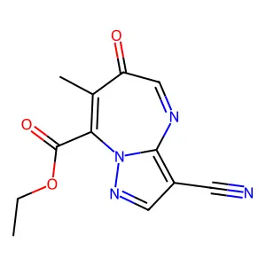 Ethyl 3-cyano-7-methyl-6-oxo-6H-pyrazolo(1,5-a)(1,3)diazepine-8-carboxylate structure