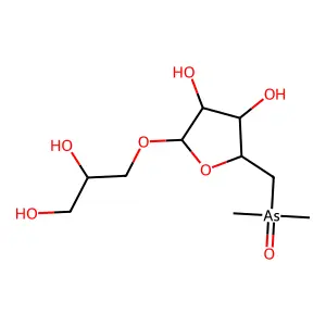 2,3-Dihydroxypropyl 5-deoxy-5-(dimethylarsinyl)-beta-D-Ribofuranoside structure