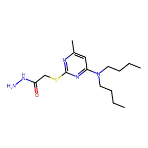 Acetic acid, ((4-(dibutylamino)-6-methyl-2-pyrimidinyl)thio)-, hydrazide structure