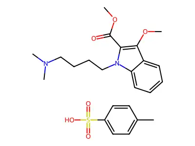 1H-Indole-2-carboxylic acid, 1-(4-(dimethylamino)butyl)-3-methoxy-, methyl ester, 4-methylbenzenesulfonate structure