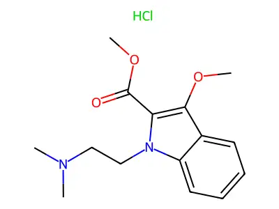 1H-Indole-2-carboxylic acid, 1-(2-(dimethylamino)ethyl)-3-methoxy-, methyl ester, monohydrochloride structure