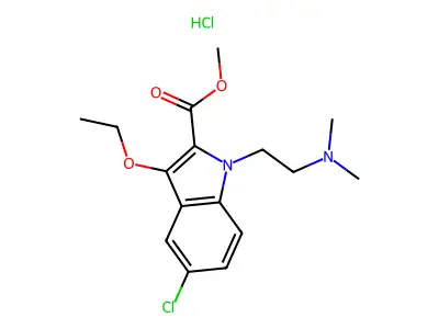 1H-Indole-2-carboxylic acid, 5-chloro-1-(2-(dimethylamino)ethyl)-3-ethoxy-, methyl ester, hydrochloride structure