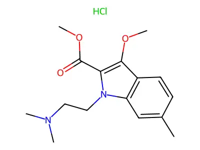 1H-Indole-2-carboxylic acid, 1-(2-(dimethylamino)ethyl)-3-methoxy-6-methyl-, methyl ester, hydrochloride structure