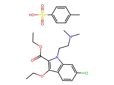 1H-Indole-2-carboxylic acid, 6-chloro-1-(2-(dimethylamino)ethyl)-3-ethoxy-, ethyl ester, 4-methylbenzenesulfonate structure