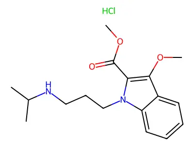 1H-Indole-2-carboxylic acid, 3-methoxy-1-(3-((1-methylethyl)amino)propyl)-, methyl ester, hydrochloride structure