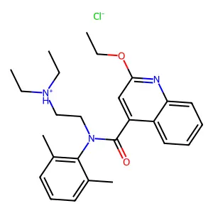 Cinchoninamide, N-(2-(diethylamino)ethyl)-2-ethoxy-N-(2,6-xylyl)-, hydrochloride structure