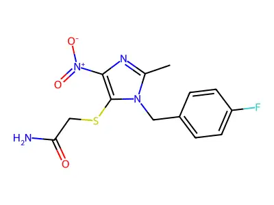 Acetamide, 2-((1-(p-fluorobenzyl)-2-methyl-4-nitro-1H-imidazol-5-yl)thio)- structure