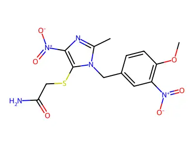 Acetamide, 2-((1-((4-methoxy-3-nitrophenyl)methyl)-2-methyl-4-nitro-1H-imidazol-5-yl)thio)- structure