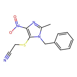 Acetonitrile, ((1-benzyl-2-methyl-4-nitro-1H-imidazol-5-yl)thio)- structure