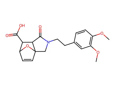3-[2-(3,4-dimethoxyphenyl)ethyl]-4-oxo-10-oxa-3-azatricyclo[5.2.1.01,5]dec-8-ene-6-carboxylic acid structure