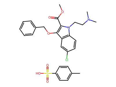 1H-Indole-2-carboxylic acid, 5-chloro-1-(2-(dimethylamino)ethyl)-3-(phenylmethoxy)-, methyl ester, 4-methylbenzenesulfonate structure