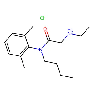 2',6'-Acetoxylidide, N-butyl-2-(ethylamino)-, hydrochloride structure