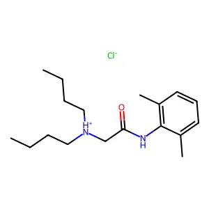 2-(Dibutylamino)-N-(2,6-dimethylphenyl)ethanimidic acid--hydrogen chloride (1/1) structure