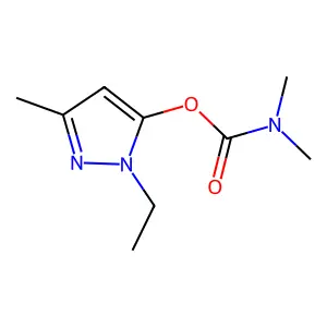Carbamic acid, dimethyl-, 2-ethyl-5-methyl-3-pyrazolyl ester structure